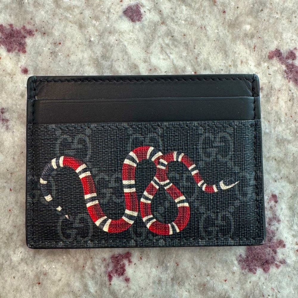 Gucci Black and Red Snake Design Card Holder